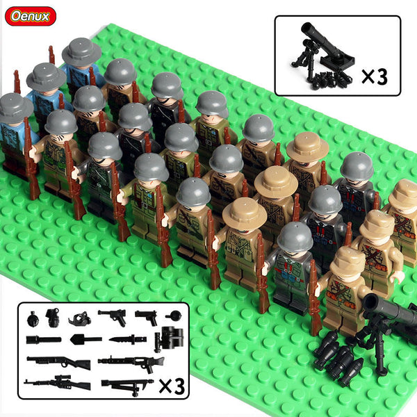 WW2 Allied and Axis Soldiers - 24 Figures, Weapons, Guns, and More!