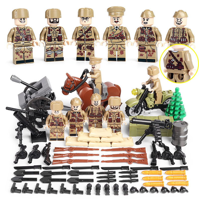 WW2 Soviet Army 6 Soldier Figures, War Horse, Guns, Weapons, and More!