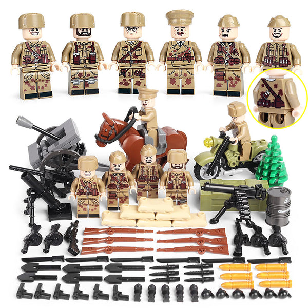 WW2 Soviet Army 6 Soldier Figures, War Horse, Guns, Weapons, and More!