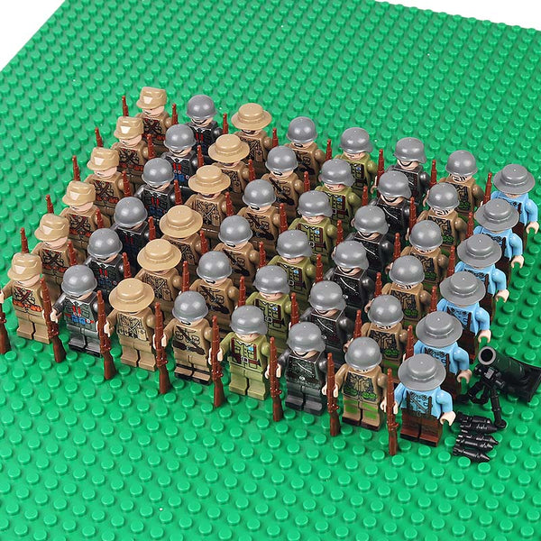 WW2 Allied and Axis Soldiers - 48 Figures, Guns, Weapons, and More!